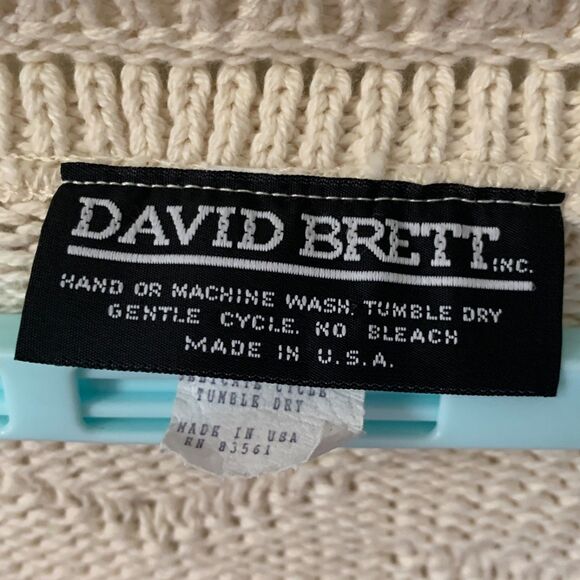 Vintage Womens Cardigan XL Ivory 70s 80s Long Sleeve V-Neck Textured David Brett - Picture 10 of 12